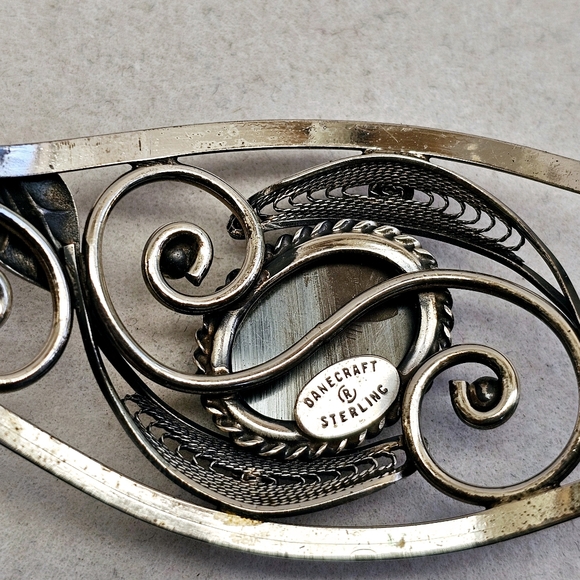 Danecraft Sterling Hematite Cuff Bracelet Vintage - Picture 3 of 15